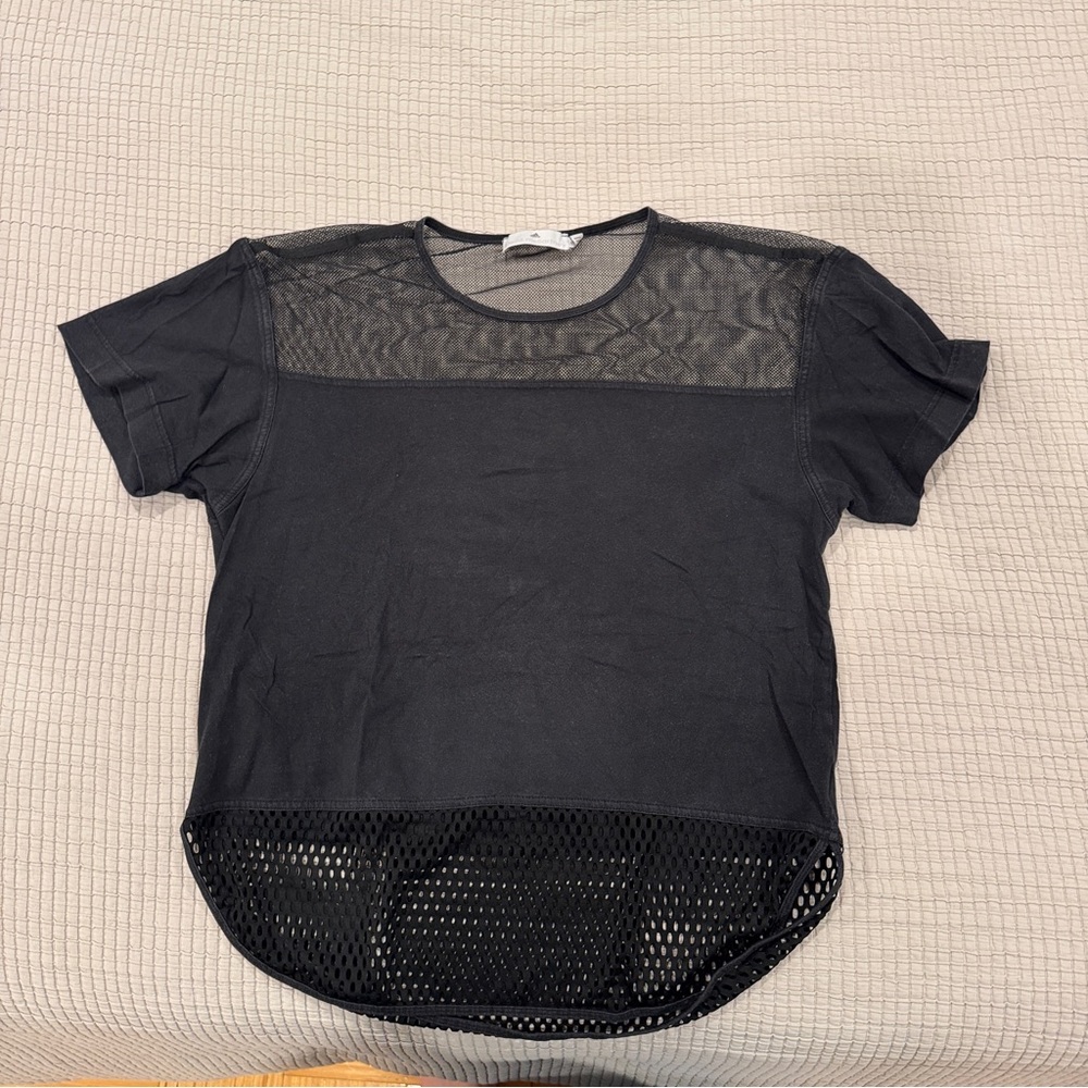 Adidas Stella McCartney Black Mesh Panel T-Shirt - S